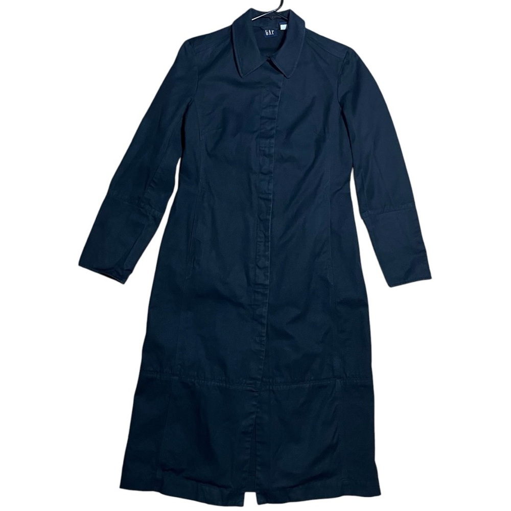 Gap Vintage Wm’s Trench Duster Chore Long Coat In Black Sz M